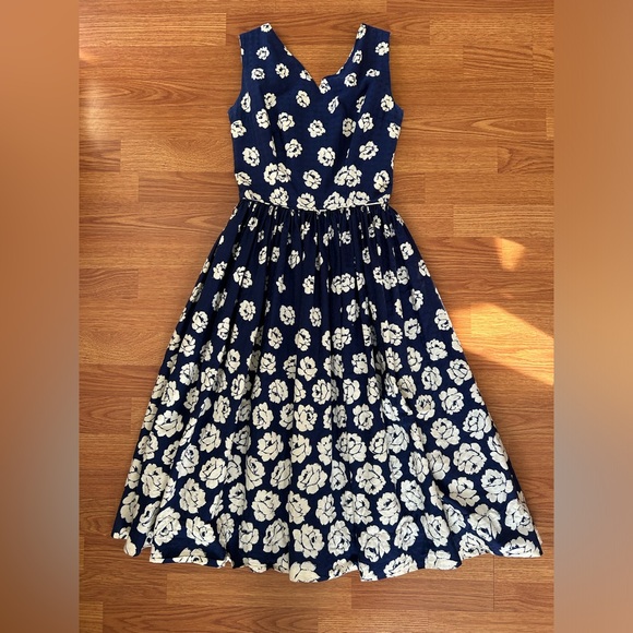 1950’s Monterey Models Navy Dress with White Roses and Button Back size XS VGUC - Picture 8 of 12